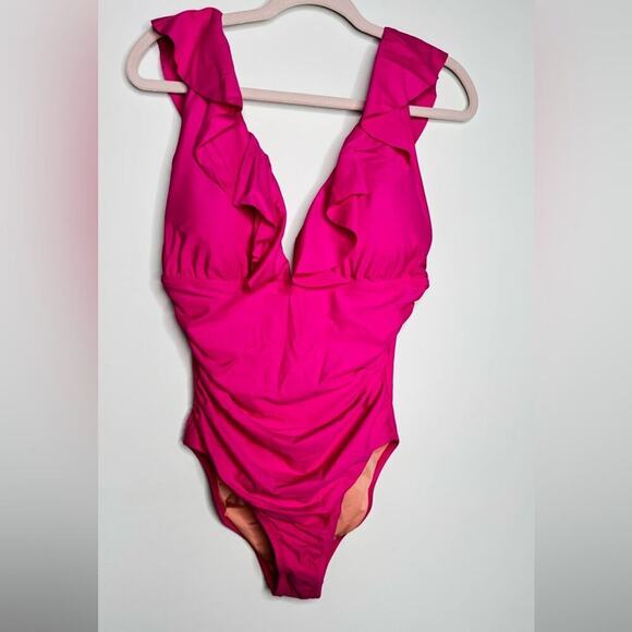 🆕 J Crew Ruffled Pink One-Piece Swimsuit. 14 NWT💥 - Picture 4 of 11